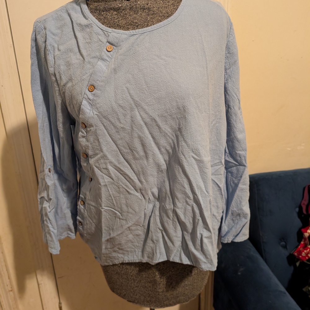 Light Blue Button-Up Blouse